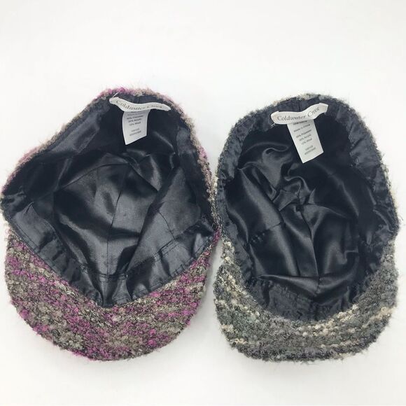 Coldwater Creek Bundle of Two Purple Olive Green Mottled Knit Brimmed Wool Hats - Picture 3 of 14